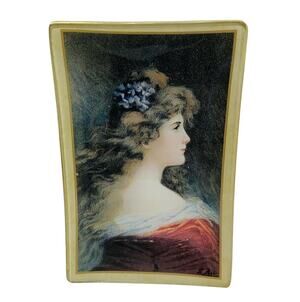 Asti Glass Pin Dish Vanity Jewelry Small Tray Edwardian Victorian Woman Portrait